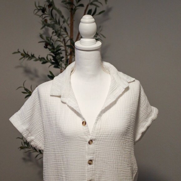 WHITE MAXI WAFFLE SUMMER DRESS LARGE - Picture 1 of 3